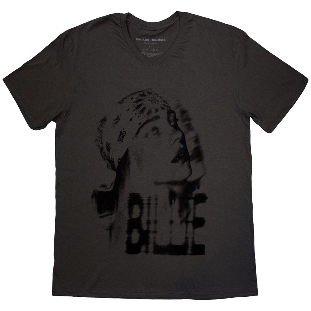 Billie Eilish - Tonal Bandana Photo Tshirt Homme - Gris